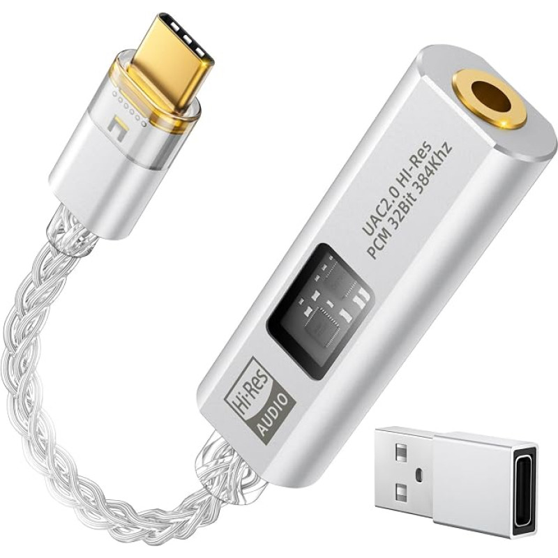 „MoKo“ USB-C į 3,5 mm garso ausinių adapteris, DAC kabelis „Type-C“ į „Jack“