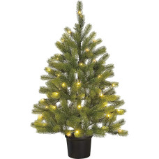 „Black Box Trees“ dirbtinė Kalėdų eglutė vazonėlyje su LED apšvietimu „Nigata“ – aukštis 90 x skersmuo 55 cm – žalia