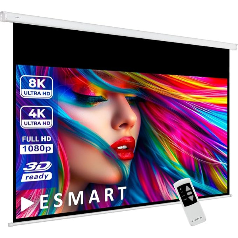 „ESMART Professional Mimoto Grey Daylight“ motorizuotas ekranas (įvairių dydžių), 160 x 90 cm (72 coliai), 16:9, programuojamas nuotolinio valdymo pultas, namų kinas, elektrinis projektorius, motorizuotas projekcijos ekranas, LCD, LED