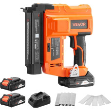 „VEVOR“ 2-in-1 akumuliatorinis vinisų šaudyklė ir segtuvas, 18 gauge, 20 V, 100 vinisų per minutę, su 500 vinisų, 500 segtukų, 2 vnt. 2,0 Ah ličio baterijų ir įkrovikliu, skirta savarankiškiems medžio apdirbimo darbams
