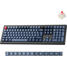„Keychron V6 Max“ mechaninė klaviatūra, 100 % AZERTY, 2,4 GHz / „Bluetooth“ / laidinis ryšys, programuojama QMK RGB, 4000 mAh, „Hot Swap“ žaidimų klaviatūra, skirta „Mac“ / „Win“ / „Linux“ sistemoms, „Gateron Jupiter“ jungikliai, raudoni