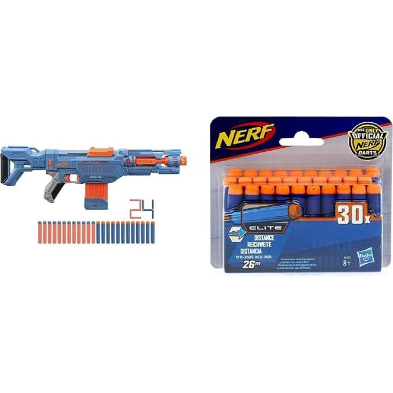 „Nerf“ E9533EU4 „Elite 2 Echo CS-10“ šautuvas – 24 „Nerf“ strėlės, 10 strėlių dėklas, nuimamas peties atraminis įtaisas ir vamzdžio prailginimas bei A0351EU6 „Hasbro“ A0351 „N-Strike Elite“ 30 strėlių papildymo rinkinys