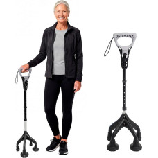 KMINA keturkojė vaikščiojimo lazdele (tvirta ir stabili, 1,5 kg), ergonomiška rankena, reguliuojama naudotojams, kurių ūgis >1,55 m, patentuotas dizainas – pagaminta Europoje