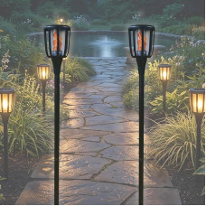 BOLD LED Solar Torch Outdoor – Pack of 2 Solar Lights for Outdoor Garden, LED Torch with Flame Effect (Metal Rod, Weatherproof, 12 Hours Light Time, On/Off Switch) 149 cm