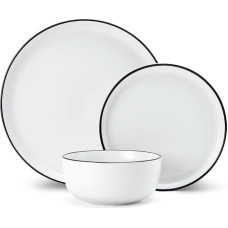Mikasa Limestone 12pc Porcelain Set, White Dinner Service for 4 People with Dinner Plates, Side Plates and Bowls, Gift Box & Dishwasher Safe