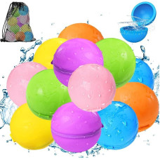 Pack of 12 Reusable Water Bombs, Quick Fillable Water Balls, Summer Outdoor Toy for Children, Adults, Garden, Pool, Beach, Party Games