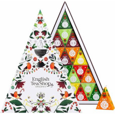 ETS – Ekologiškos arbatos Advento kalendorius 2026 „Mosaic White“, Kalėdų kalendorius su 25 piramidės formos arbatos maišeliais, vaisinė arbata, žolelių arbata, kalėdinė arbata