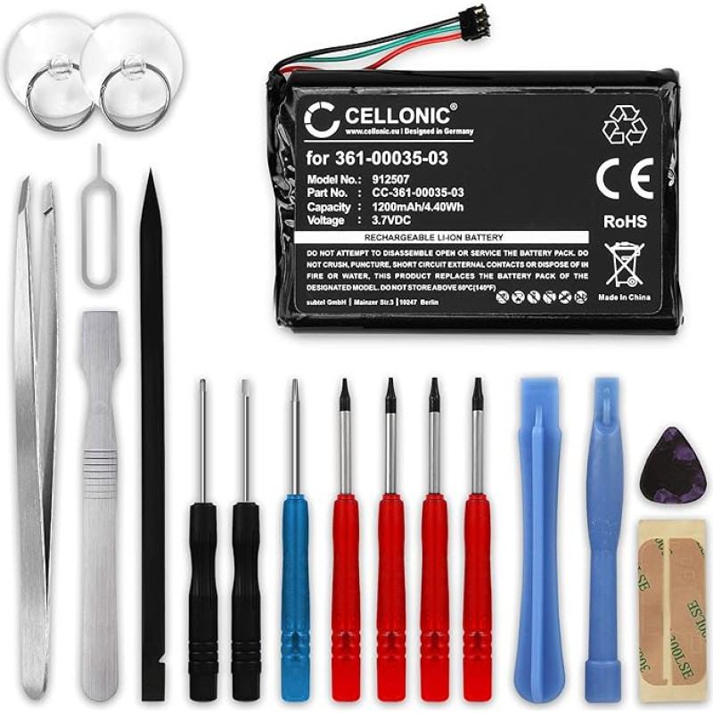 CELLONIC® GPS Replacement Battery 361-00035-03 - Replacement Battery for Garmin Edge 810 Touring Plus Edge 1000 Touring Nüvi 2597 2595 2497 Navigation Device 1200 mAh + Tool Set Navigation Battery
