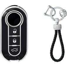 OFFCURVE Key Case with Key Fob Car Key Case, Key Cover Key Case for Fiat 500 500L Panda Ducato Doblo Brava Bravo Punto Lancia Ypsilon Delta Musa