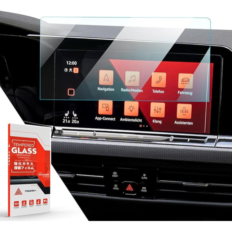 ASZSK Screen Protector for Golf 8 MK8 GTI GTD GTE 2020-2023 2024, Navigation Tempered Glass Screen Protector, 10 Inch Navigation Touchscreen Accessories