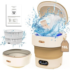 Camping Washing Machine, 15 L, 2.2 kg Mini Washing Machine with Spinner, Deep Cleaning of Underwear, Baby Clothes, Socks, Small Clothes, Portable Washing Machine for Homes, Dormitories, Khaki