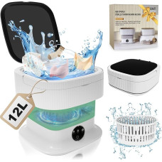 12L Portable Washing Machine, Foldable Mini Washing Machine, Camping Washing Machine, Foldable, Mobile Small Washing Machine for Camp, Caravan, Apartment House, Underwear, Baby Clothes, Green