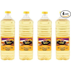 4 pakuočių 100% žemės riešutų aliejus [4 x 1000 ml] Žemės riešutų aliejus ~ Žemės riešutų aliejus ~ Wok aliejus