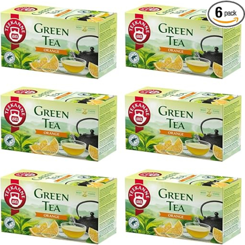 Tea Pot – Green Tea Orange – Green Tea with Orange Flavour – 6 x 20 Tea Bags (Dekond Gift)