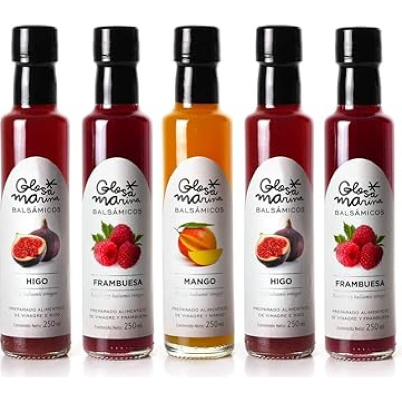 GLOSA MARINA Mango, Fig, Raspberry, Crema Balsámica de Mango, Higo, Frambuesa, balzaminio gurmaniško acto kremas (5 x 250 ml pakuotė)