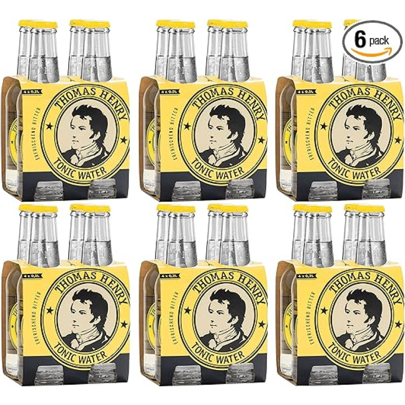 Thomas Henry Tonic Water – Refreshingly Bitter – (6 x 4 x 0.2 L Glass MW) Set of 6 Bitter Lemonade for Mixing Your Long Drinks and Cocktails with Gin & Co.