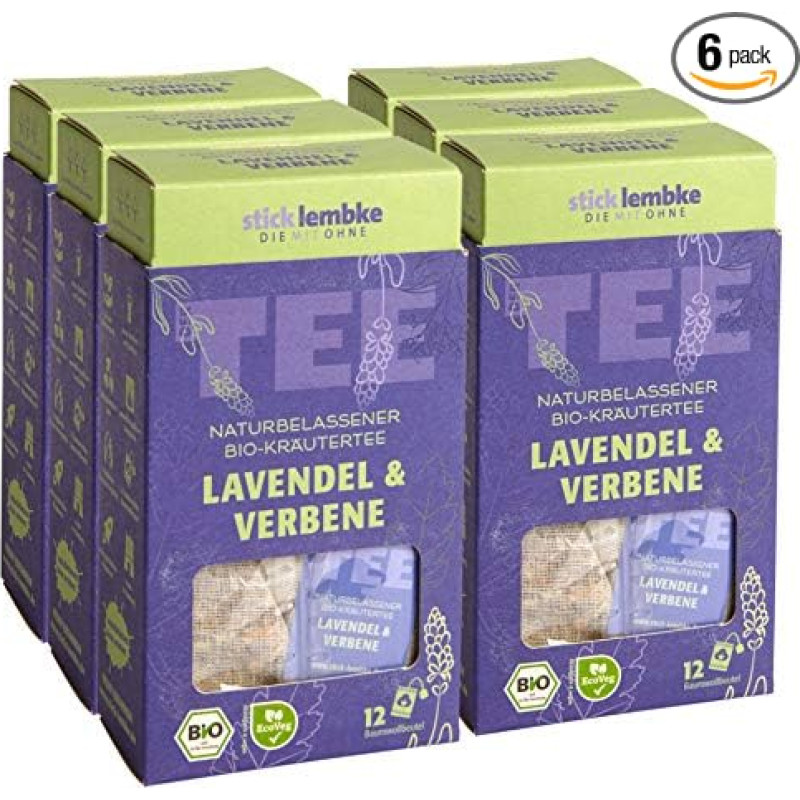 stick & lembke Organic Lavender & Verbena | 12 x 2.5 g Organic, Pack of 6