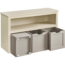 VASAGLE Vaikų lentyna, žaislų laikymo spinta vaikams, spintelė, žaislų spinta, laikymo dėžė su ratukais, žaislų lentyna vaikų kambariui, 30 x 102 x 60 cm, smėlio smėlio spalvos LHS380K01