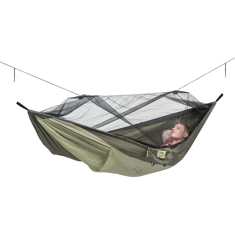 AMAZONAS - Ultra-Light Hammock Mosquito Traveller Thermo XXL Ultralight Hammock with Mosquito Net Hammock Including Compartment for a Sleeping Mat Maximum Load 200 kg Dimensions 3.05 m x 1.60 m