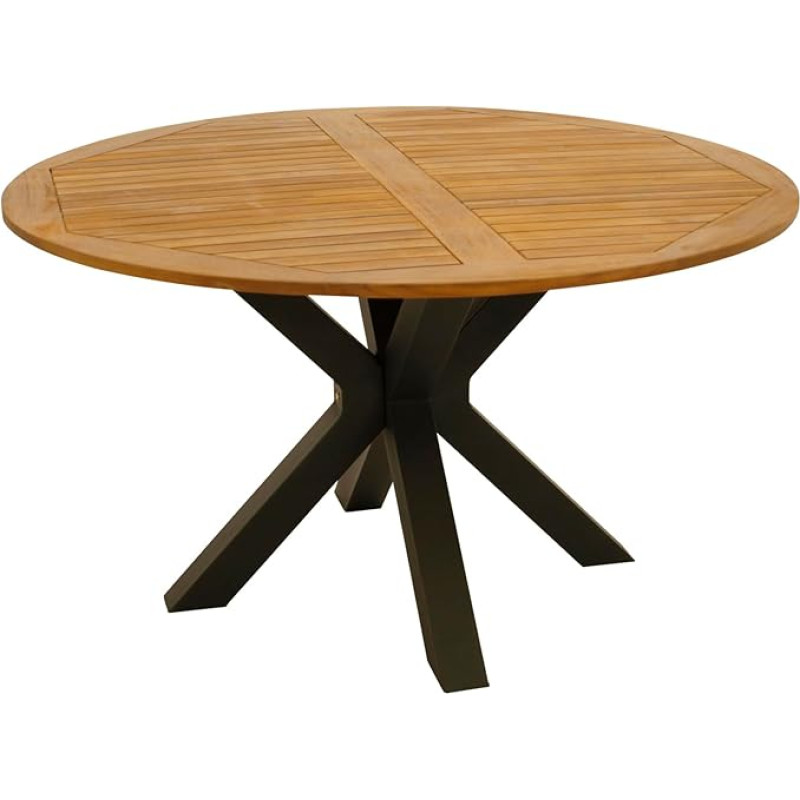 DEGAMO Madeiros XL sodo stalas 130 cm apvalus metalinis antracito spalvos + alyvuota akacijos mediena Lauko FSC® sertifikuotas