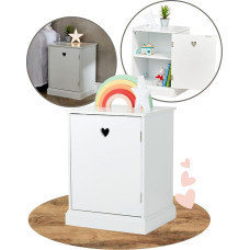 Haus Projekt Children's Bedside Table, 50 x 33 x 39 cm, Small White Side Table for Children's Room, Bedroom, with Two Shelves for Storage and Heart Design, Simple Modern Children's Furniture