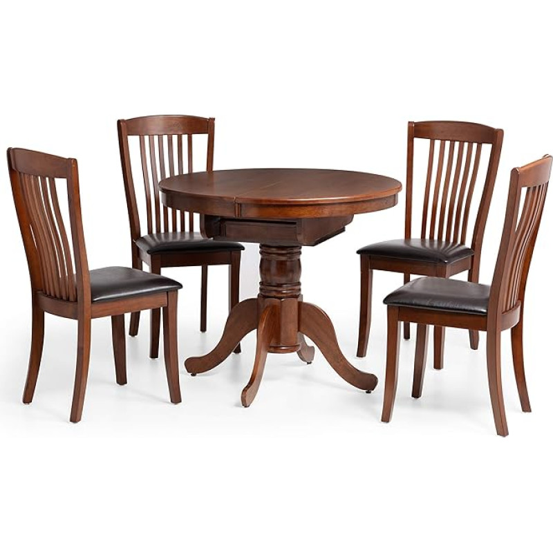Julian Bowen Canterbury Round to Oval Extending Dining Table Mahogany