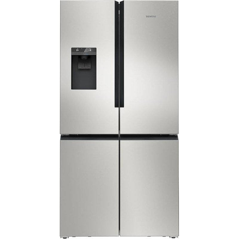 SIEMENS KF96IAPEA, iQ500, išmanusis prancūziškų durų šaldytuvas, 183 x 90,5 cm, 375 l šaldymo įrenginys + 199 l šaldiklis, noFrost, daugiafunkcinė lentyna, ledo ir vandens dozatorius, apsauga nuo pirštų atspaudų, šlifuotas plienas
