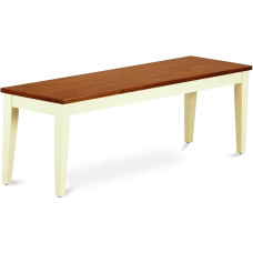 East West Furniture Nib-WHI-W Nicoli Dining Bench with Wooden Seat, 137 x 38 x 43 cm, Buttermilk & Cherry