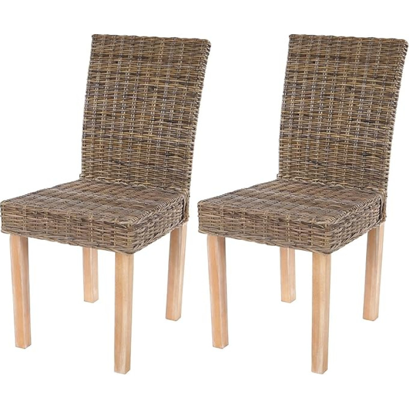 Mendler Littau Set of 2 Dining Room Chairs, Wicker Chairs, Kitchen Chairs, Cubu Rattan
