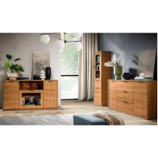 Living Room Furniture Set 3-Piece Sideboard Chest of Drawers Display Cabinet Living Room Furniture Modern in Oak