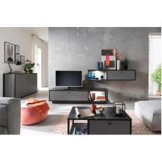 Living Room Furniture Set Grey 4-Piece Modern with Anthracite, 1 Sideboard, 1 Lowboard, 1 Wall Cupboard, 1 Coffee Table