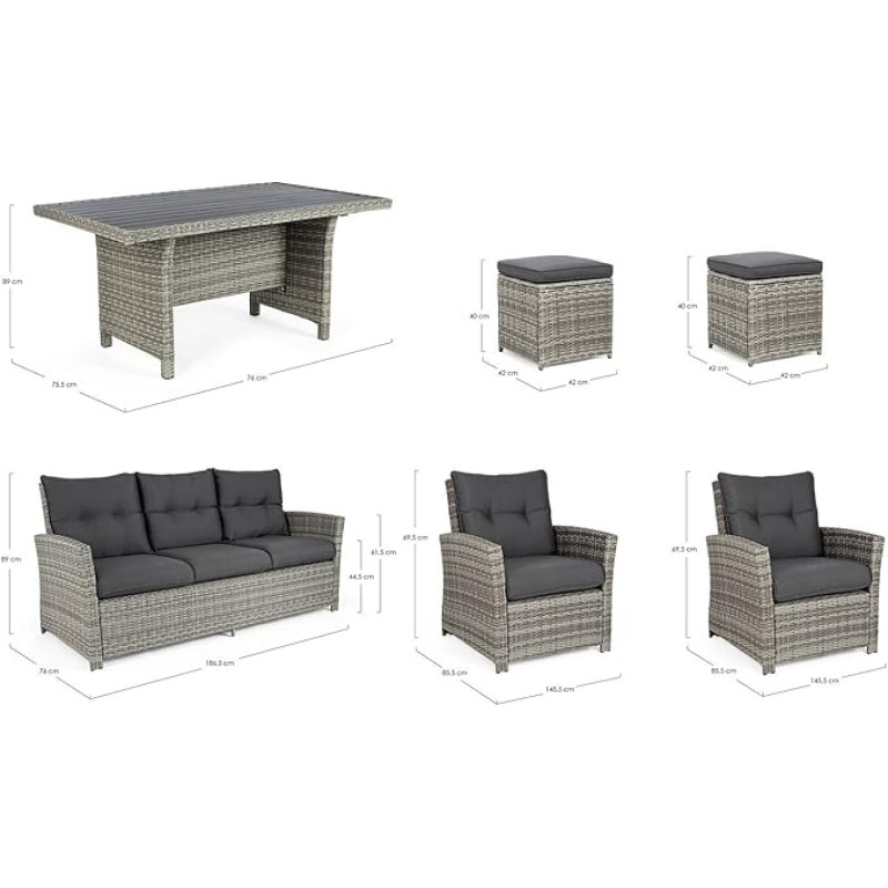 BIZZOTTO SET6 Gyvenamasis kambarys C-C Ariel Grey