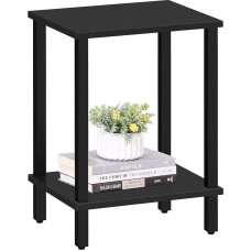 TUTOTAK Side Table, Side Table, Bedside Table, 2-Tier Storage Shelf, Sofa Table for Small Space, Living Room, Bedroom TB01BK034