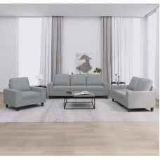 CIADAZ 3201866 3 dalių sofos komplektas, šviesiai pilkas audinys, poilsio sofa, sofos ir kušetės, relaksacinė sofa, sofa svetainei, sofa su