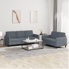 LAPOOH 3202015 2 dalių sofos komplektas, tamsiai pilkas aksomas, poilsio sofa, sofos ir kušetės, relaksacinė sofa, sofa svetainei, sofa su