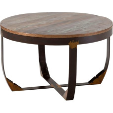 Massivmoebel24.de Pramoninis apvalus kavos staliukas iš medžio masyvo #01, pagamintas iš regeneruoto medžio su geležiniu rėmu, įvairiaspalvis, lakuotas, 75 x 75 cm, kavos staliukas, šoninis staliukas, sofos staliukas