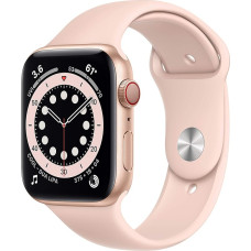 Apple Watch Series 6 (GPS + Zellular, 44MM) Aluminiumgehäuse Gold mit Rosa Sand Sportarmband (Generalüberholt)