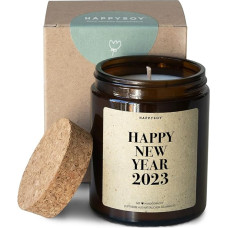 Gift for New Year's Eve 2022 Scented Candle in Glass with Saying Made of Soy - Naturally Handmade - Sustainable Personal Gift Idea Party Decoration - Souvenir, Happy New Year