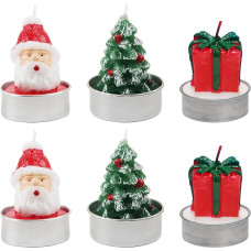 SJUNJIE Pack of 6 Mini Christmas Candles The Head of an Old Man Mini Christmas Tea Lights Candles Christmas Tree Christmas Candles Gift Pattern Suitable for Home Decoration