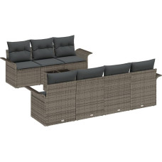 8-teiliges Garten-Sofa-Set mit Kissen Grau Poly-Rattan Gartenlounge Modelis3345269