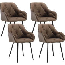 WOLTU Dining Room Chairs Set of 4 for Dining Room Living Room Ergonomic Kitchen Chairs Padded with Armrests Metal Legs Vintage Faux Leather Seat