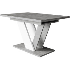 Mirjan24 Ditenti Table for Dining Room, Rectangular Dining Table, Practical Pull-Out Table 120/160, Kitchen Table, Dining Room Table, Extendable Table (Concrete/White)