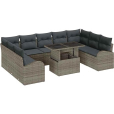 10 dalių sodo-dėžės komplektas su kilimais Grau Poly-Rattan Gartenlounge Modelis3348705