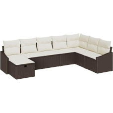 8-teiliges Garten-Sofa-Set mit Kissen Braunes Poly-Rattan Gartenlounge Modelis3360659