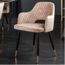 Dizaino kėdė Prancūzija Velvet Greige Dekoratyviniai dygsniai Porankiai Valgomojo kėdė Retro