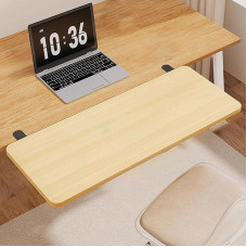 Ergonomisches Schreibtisch-Verlängerungsregal, kein Bohren, Computerständer, aus Holz, verstellbar, für Zuhause, Büro, Monitorerhöhung, platzsparend, Büro-Organizer, 70 cm lang, Braun
