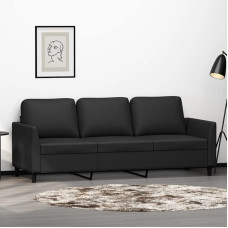 ZEYUAN 359338 3-vietė sofa juoda 180 cm, dirbtinė oda, Sofos ir sofos, Sofa svetainė, Sofa paauglių kambariui, Sofa poilsiui, Sofa miegamajam, Miegamojo sofa, Minkšta sofa