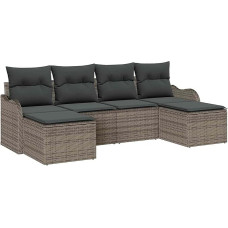 6 dalių sodo sofos komplektas su kilimėliais Grau Poly Rattan, 2 dalių sodo sofa su kilimėliais Grau Poly Rattan Gartenlounge Modelis3345809