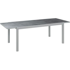 greemotion Monza Extending Table Glass Table Top Ceramic Look 160/240 x 75 x 90 cm Silver / Grey