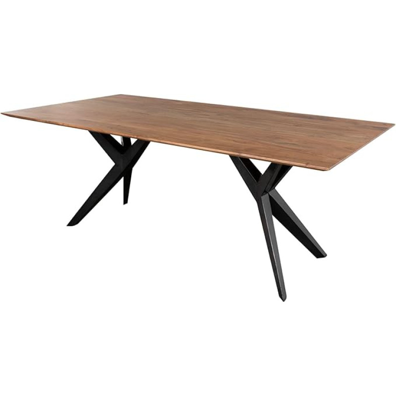 MASSIVMOEBEL24.DE Swiss Edge #37 Akacijų valgomojo stalas 220 x 100 x 76 cm Natūraliai lakuotos kojos Antracito blizgesys